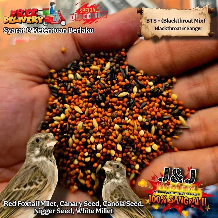 BTS 1kg Blackthroat Sanger Mozambic Pakan burung J&J Product