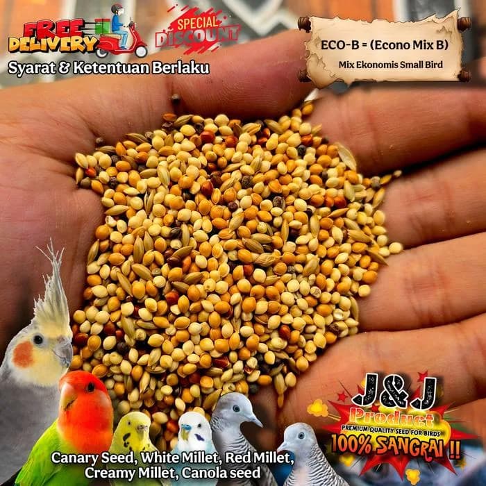 J&J Product Pakan burung milet campur ekonomis pakan burung parkit lovebird falk conure