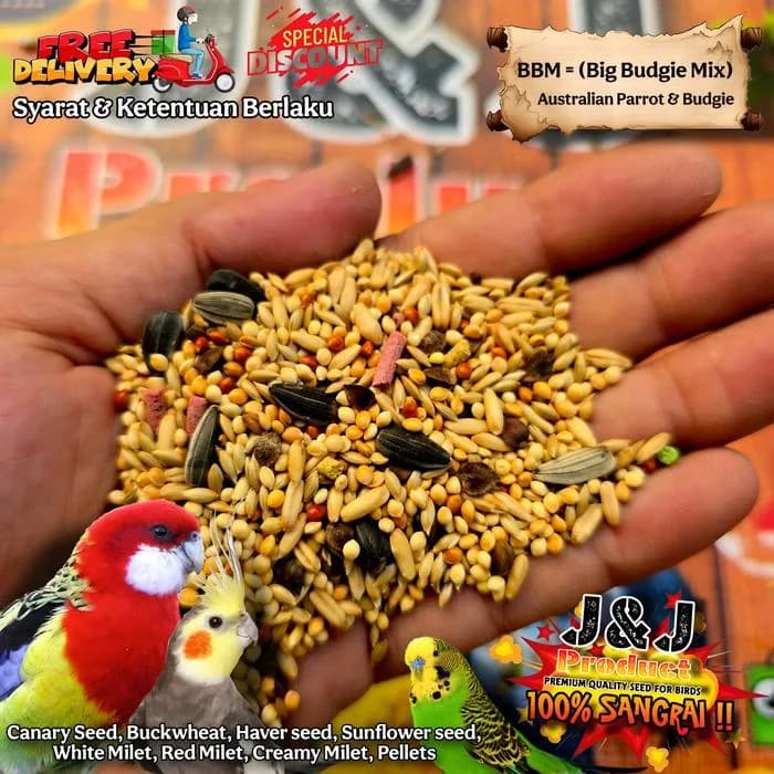 Big Budgie Mix / BBM 1kg J&J Product pakan burung falk parkit