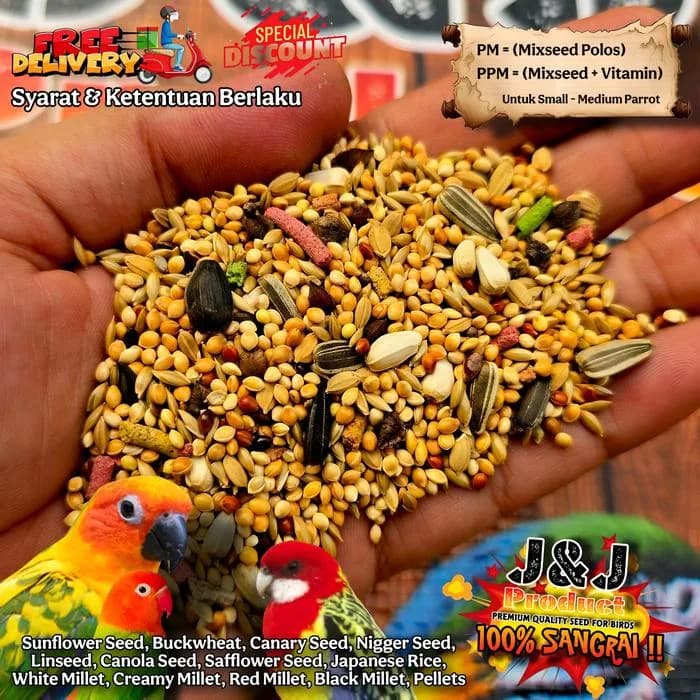 Pakan burung PARROT PHARMACY MIX 10kg JJ Premium seed vitamin lovebird