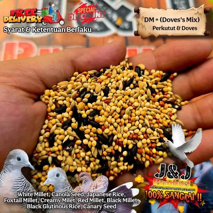 Pakan burung perkutut DOVES MIX 5kg JJ Premium seed lomba tekukur